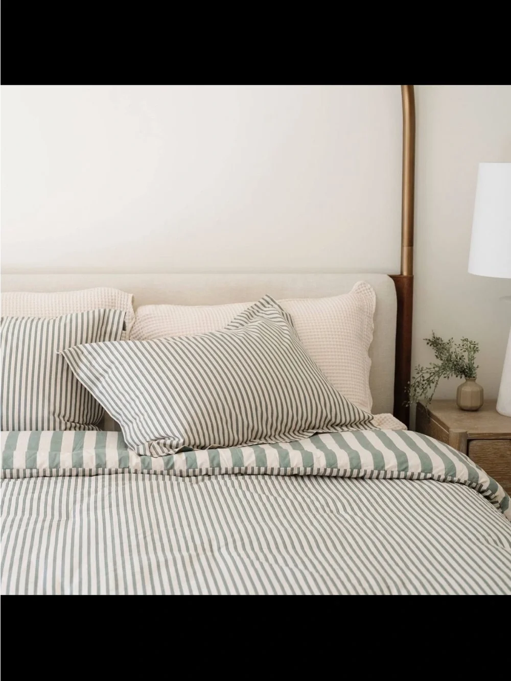 Gathre Stripe Reversible Comforter Set-Green -Full/Queen